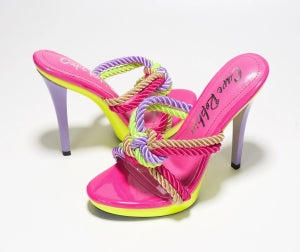 Cape Robbin Clarey Rope Knots Detail Slip-on Open Round Toe Stiletto Heel-Multi