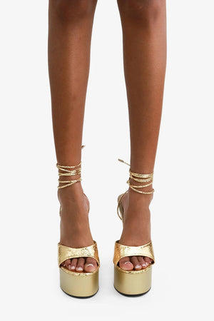 Lemonade Bite Me Ankle Wrap-around Open Round Toe Platform Heel Sandal