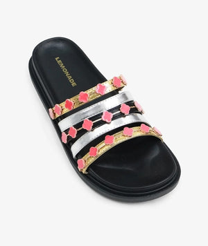 Lemonade Tolu Clover Charm Detail Slip-on Slide Sandal - Gold
