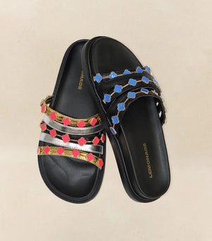 Lemonade Tolu Clover Charm Detail Slip-on Slide Sandal - Gold