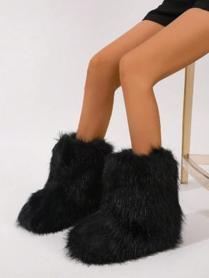 Diva Melanie Women Shearling Fluffy Fur Mid-Calf Comfortable Boots