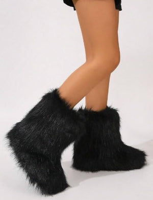 Diva Melanie Women Shearling Fluffy Fur Mid-Calf Comfortable Boots