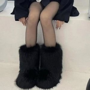 Diva Melanie Women Shearling Fluffy Fur Mid-Calf Comfortable Boots