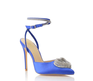 OLIVIA JAMES CHRISTY RHINESTONE STRAPPY DETAIL POINTY TOE STILETTO HEEL PUMP