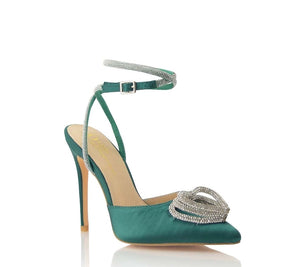 OLIVIA JAMES CHRISTY RHINESTONE STRAPPY DETAIL POINTY TOE STILETTO HEEL PUMP