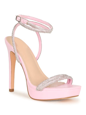 Kayleen Misty-12 Rhinestone Strappy Platform Stiletto Heels-Nude