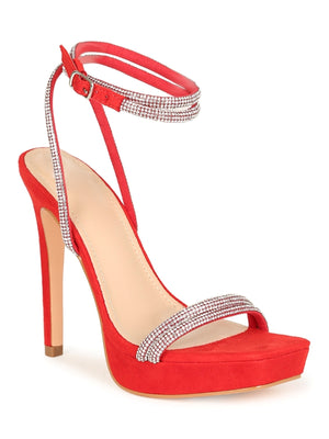 Kayleen Misty-12 Rhinestone Strappy Platform Stiletto Heels-Nude