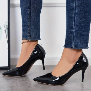 Comfort Pointy Toe Women's Court Heel Office Shoes-Black