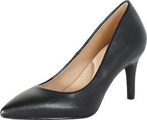 City Classified Comfort Pointy Toe Women's Court Heel Office Shoes-Black