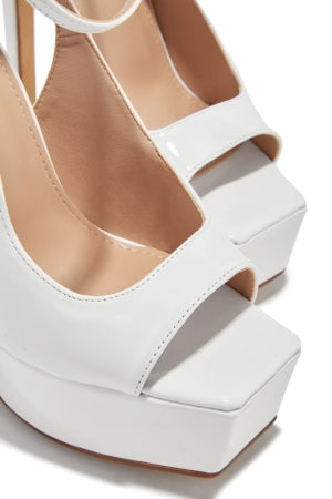 Bern Elvie Ankle Strap Platform Round Peep Toe Stiletto Heel Sandal-White