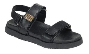 Forever Gigi Adjustable Velcro Double Strap Chunky Sandals-Black