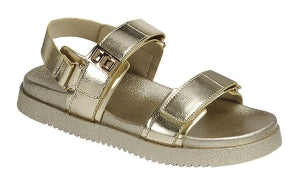 Rhinestone Adjustable Velcro Strap Chunky Sandals | Estelle Shoes