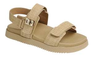 Forever Gigi Adjustable Velcro Double Strap Chunky Sandals-Rafia