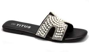 Pearl Detailing Elegant Slip-on Casual Summer Flat Sandal