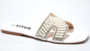 Pearl Detailing Elegant Slip-on Casual Summer Flat Sandal