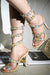 Butterfly Rhinestone Embellished Wrap Around Strappy Round Toe Stiletto Heel Sandal