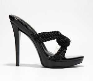 Cape Robbin Clarey Rope Knots Detail Slip-on Open Round Toe Stiletto Heel-Multi