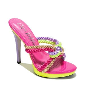 Cape Robbin Clarey Rope Knots Detail Slip-on Open Round Toe Stiletto Heel-Multi
