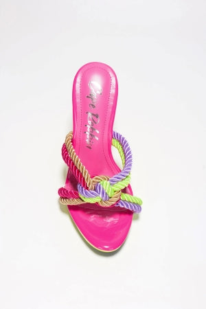 Cape Robbin Clarey Rope Knots Detail Slip-on Open Round Toe Stiletto Heel-Multi