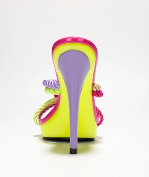 Cape Robbin Clarey Rope Knots Detail Slip-on Open Round Toe Stiletto Heel-Multi