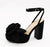 Dialog-23 Ankle Strap Flower Band Platform Peep Toe Dressy Block Heel sandal-Black