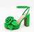 Dialog-23 Ankle Strap Flower Band Platform Peep Toe Dressy Block Heel sandal-Green