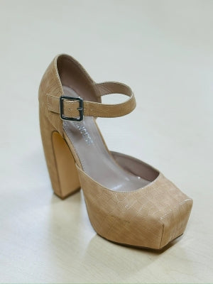 Soul Princess Eiffel Chunky Platform Square Toe Block Heel Sandal-Nude