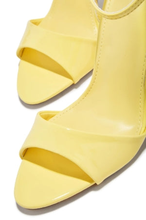 Bern Evana Adjustable Ankle Strap Peep Toe Stiletto Heel -Yellow