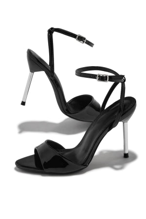 Bern Evana Adjustable Ankle Strap Peep Toe Stiletto Heel-Black