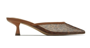 Delicious Knit Slip-on Mesh Pointed Close Toe Kitten Heel Mule