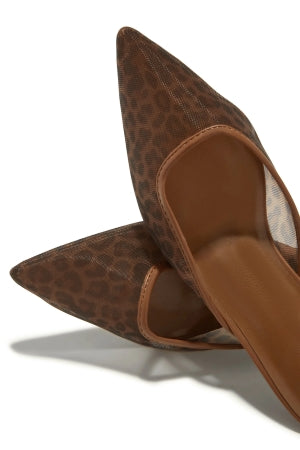 Delicious Knit Slip-on Mesh Pointed Close Toe Kitten Heel Mule