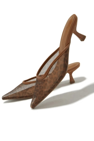 Delicious Knit Slip-on Mesh Pointed Close Toe Kitten Heel Mule