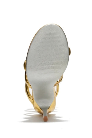 Cape Faydra Ankle Wrap-around Open Round Toe Stiletto Heel Sandal-Gold