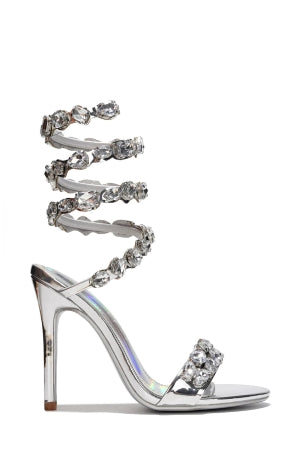 Cape Robbin Helia Gem Embellished Ankle Wrap-around Open Toe Stiletto Heel Sandal