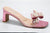 Pink Block Heel Mule Sandals with Bow Embellishment & Pearl Beads