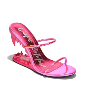 Cape Robbin Kadin Slender Strap Round Open Toe Wedge High Heel Sandal-Pink