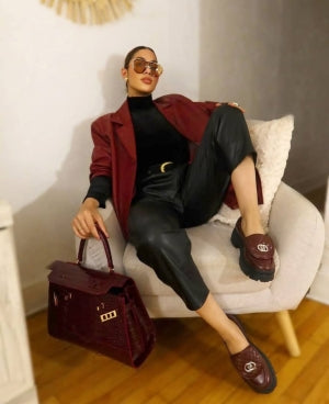 Chunky Block Heel Women’s Loafer – Stylish Lug Sole Dress Shoe