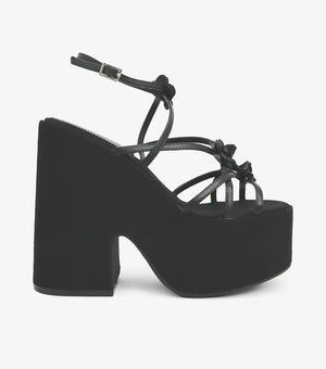 Lemonade Joella Flower Detail Platform Open Round Toe Wedge Heel Sandal