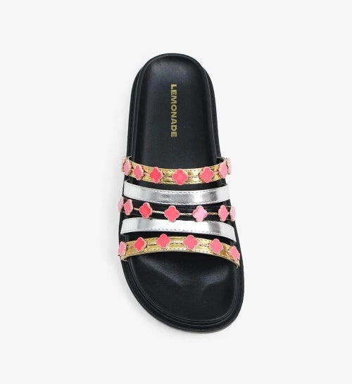 Lemonade Tolu Clover Charm Detail Slip-on Slide Sandal - Gold