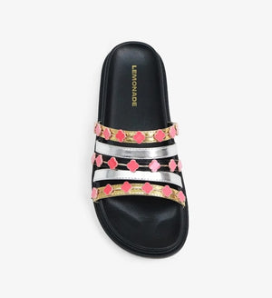 Lemonade Tolu Clover Charm Detail Slip-on Slide Sandal - Gold