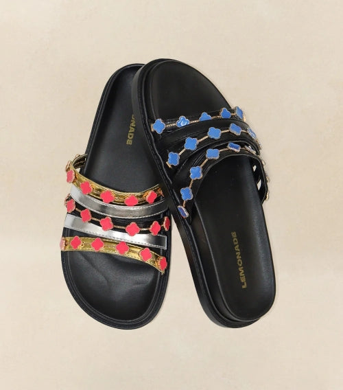 Lemonade Tolu Clover Charm Detail Slip-on Slide Sandal - Gold