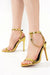 Mabelle Chain Detail Ankle Adjustable Strap Round Toe Stiletto Heel - Gold