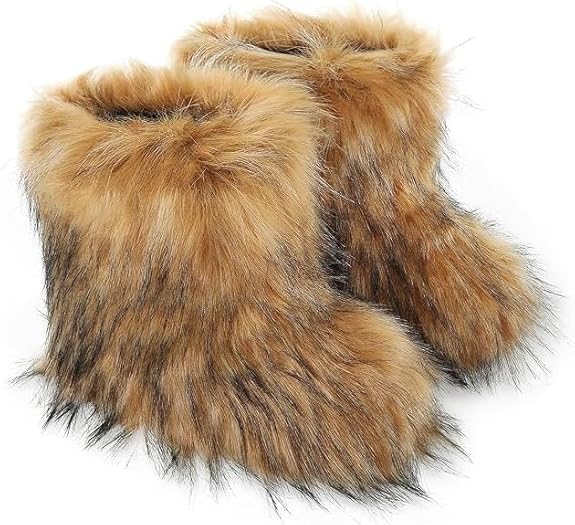 Diva Melanie Women Shearling Fluffy Fur Mid-Calf Comfortable Boots-Brown