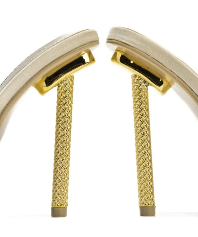 Cape Robbin Quin Satin Square Toe Slip-on Metallic Stiletto Women Open Toe High Heels