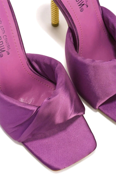 Cape Robbin Quin Satin Square Toe Slip-on Metallic Stiletto Women Open Toe High Heels