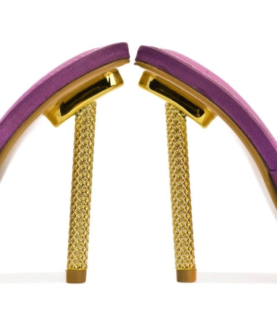 Cape Robbin Quin Satin Square Toe Slip-on Metallic Stiletto Women Open Toe High Heels