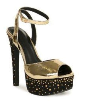 Kayleen Ribiah-07 Rhinestone Strappy Peep Toe Platform Stiletto Heels-Gold