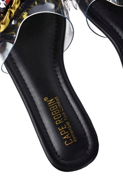 Cape Rival Bow Detail Open Square Toe Flat Sandal-Black