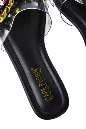 Cape Rival Bow Detail Open Square Toe Flat Sandal-Black