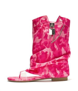 Cape Robbin Sari Step-in Thong Zipper and Lock Detail Round Toe Flat Sandal-Pink